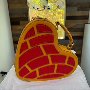 Yellow & Red Heart Patch Mini Crossbody Bag
